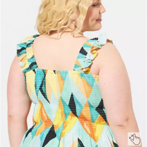 Torrid Peplum Washable Crinkle Gauze Smocked Tank Top - Picture 8 of 8